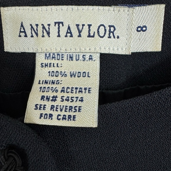 Vintage 80s 90s Ann Taylor Size 8 Long Blazer Black Wool Embroidered Sleeves - Picture 7 of 10